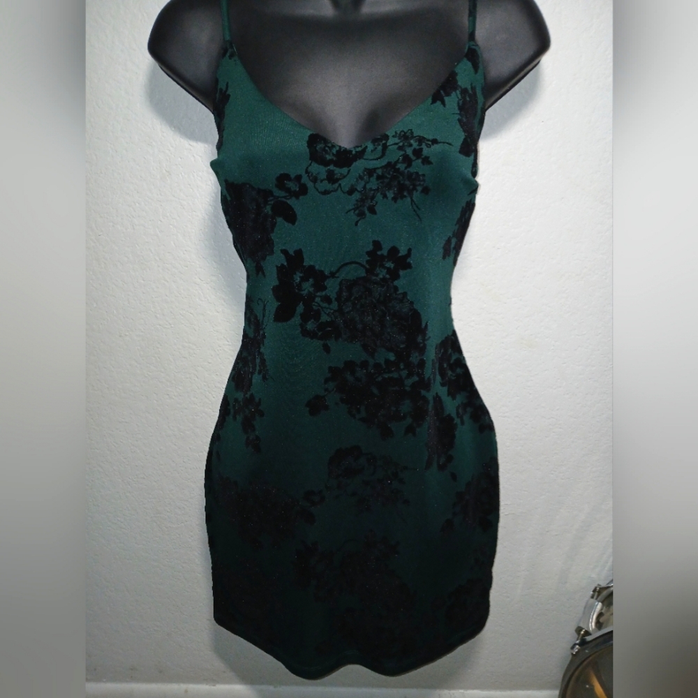 Green and Black Floral Dress